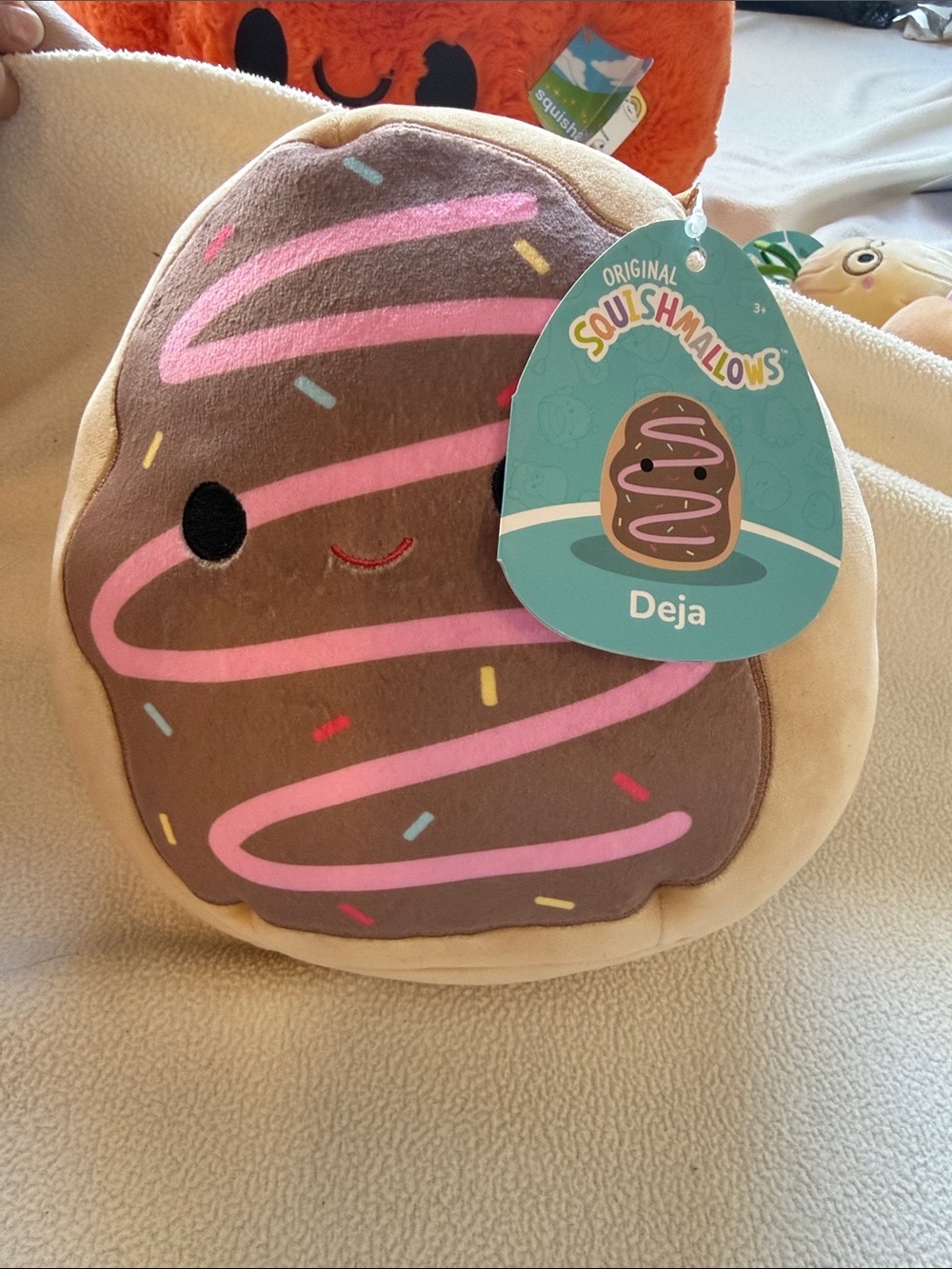 NWT Squishmallows Deja Chocolate Sprinkle Plush Pillow - Brown, Pink, Cream